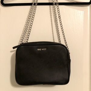 Nine West handbag purse black with silver chain